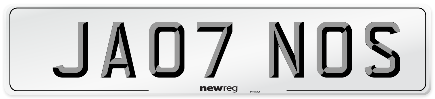 JA07 NOS Number Plate from New Reg